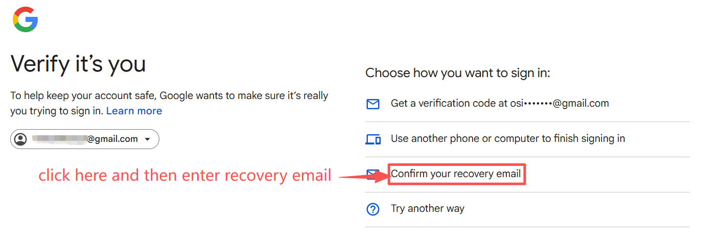 confirm your recovery email